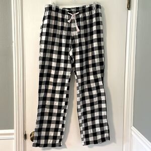 Old Navy cotton black & white check flannel pants stretch waist Small